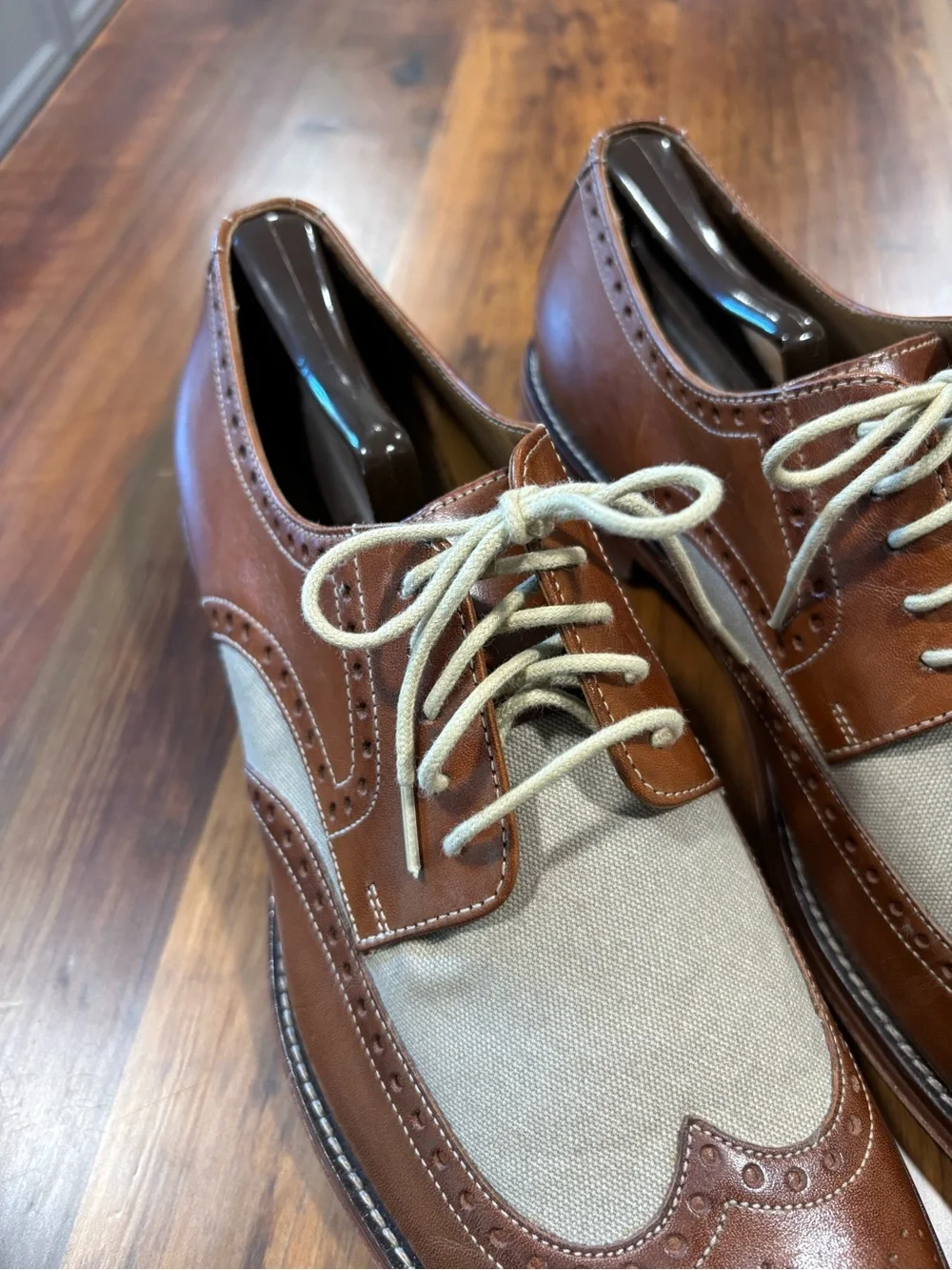 Johnston & Murphy Men's Garner Wingtip Brown Leather Oxford Dress Shoes 10-1/2